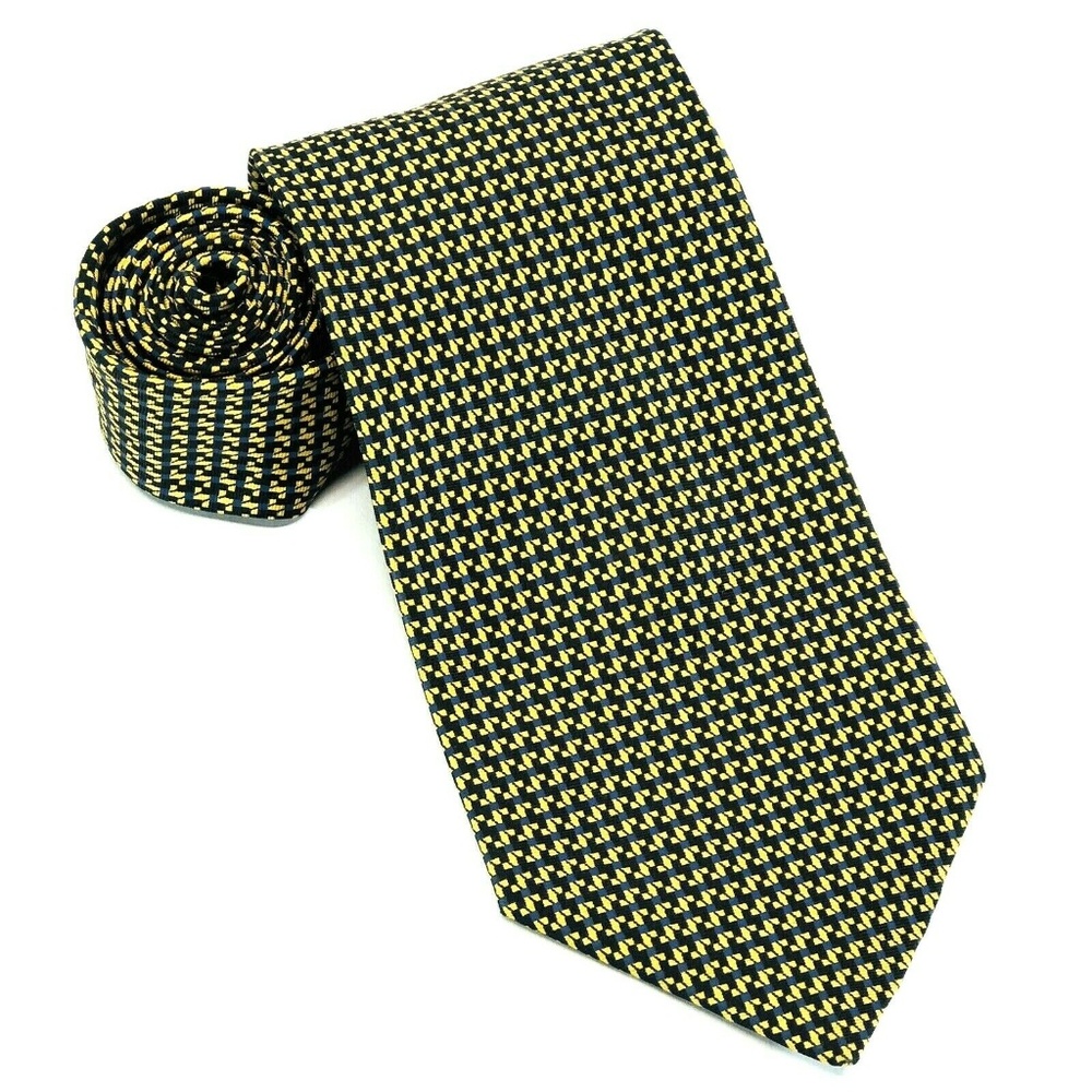 NEXT England Mens 100% Silk Nectie Gold Black Blue